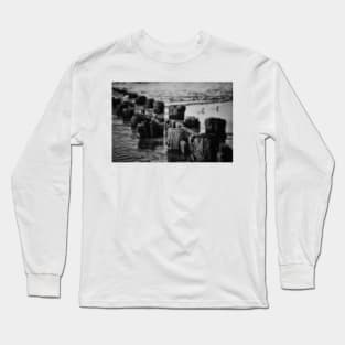 Ocean Ruins In Black And White Long Sleeve T-Shirt